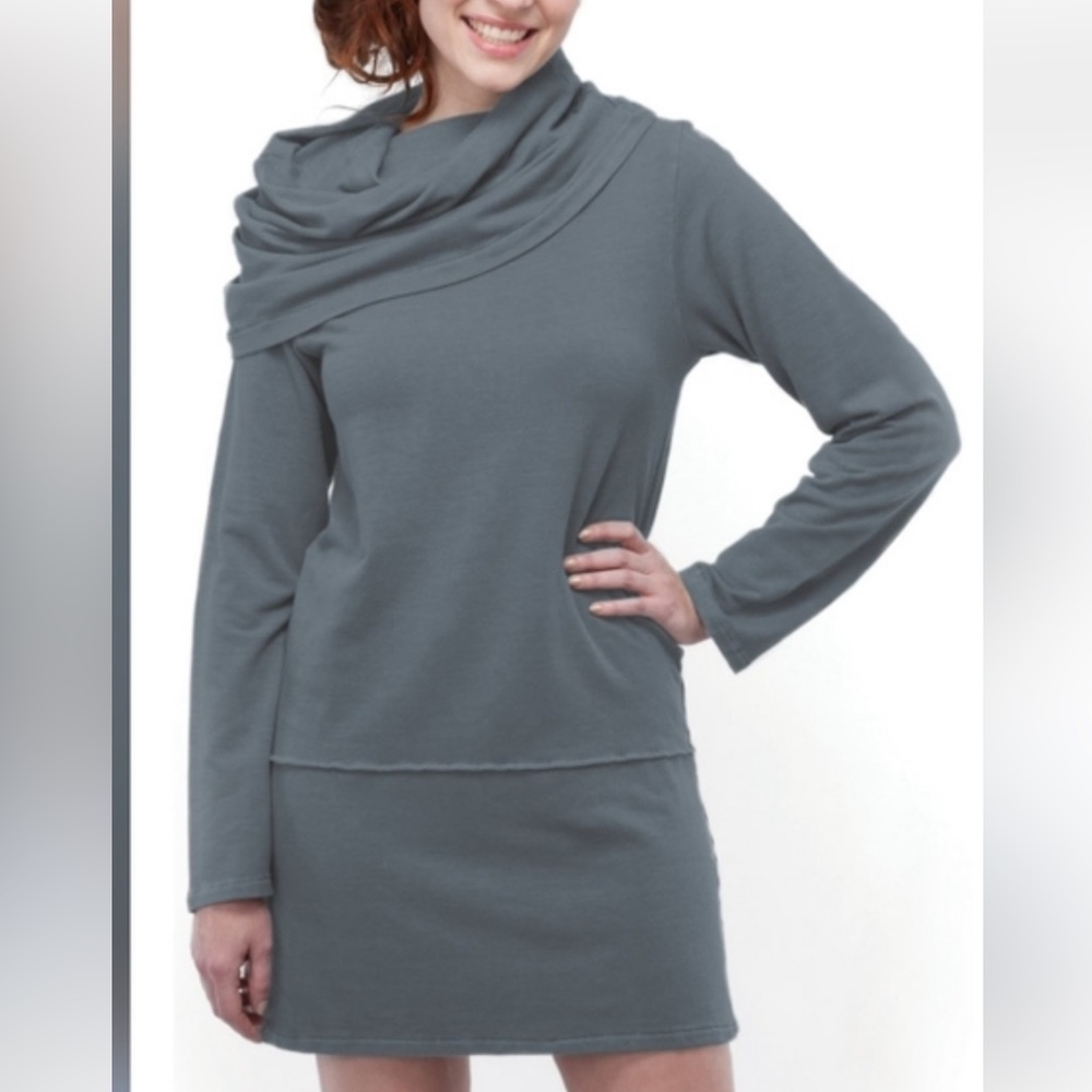 Earth Creations Women’s Cowl Neck Tunic Top Rayon Bamboo Gray Size Medium